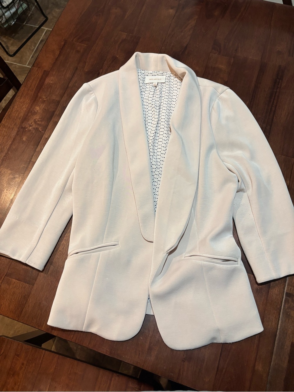Skies Are Blue Pale Pink Shawl Collar Blazer